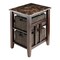 Contemporary Home Living Zoey Side Table Faux Marble Top with 2 Baskets